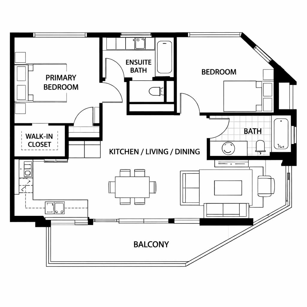 Two bedroom apartment floor plan